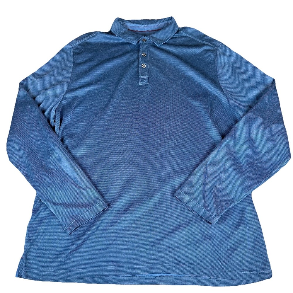 Tommy Bahama Long Sleeve Polo Shirt Men's XL Blue Tencel Modal Blend Golf Beach